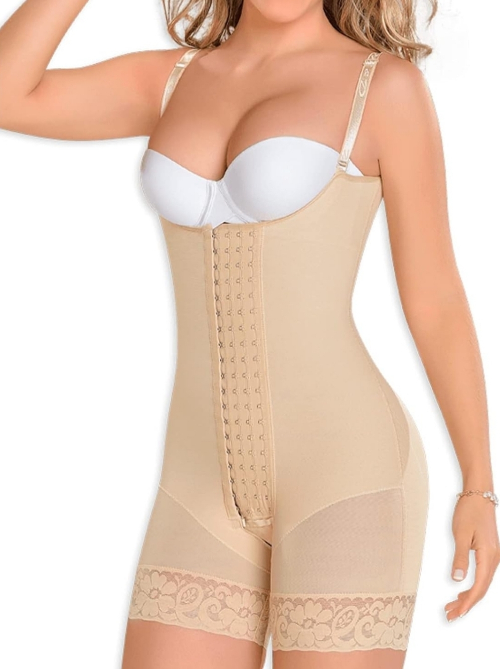 ShaperX Nude Shapewear Bodysuit with Adjustable Straps Size L